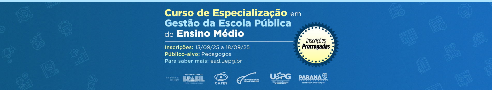 Banner - Curso de Especialização GEPEM - porrogação